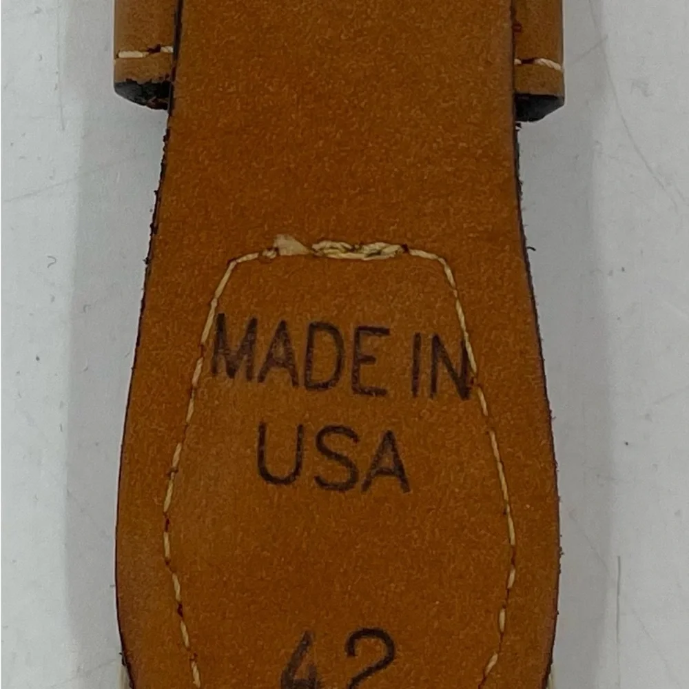 Zep Pro Leather Canvas Belt Embroidery Dolphin Fish Brown Men's 42 Fisherman USA